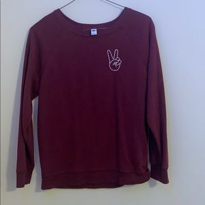 maroon old navy long sleeve peace shirt